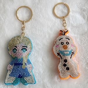 Disney Frozen Sparkling Rhinestone Character Keychains Set Bag Charms